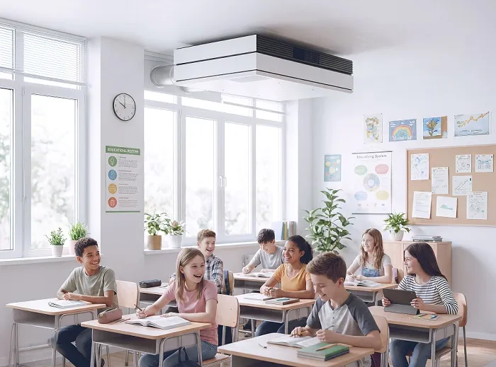 Klassenraum mit Lüftungsgerät